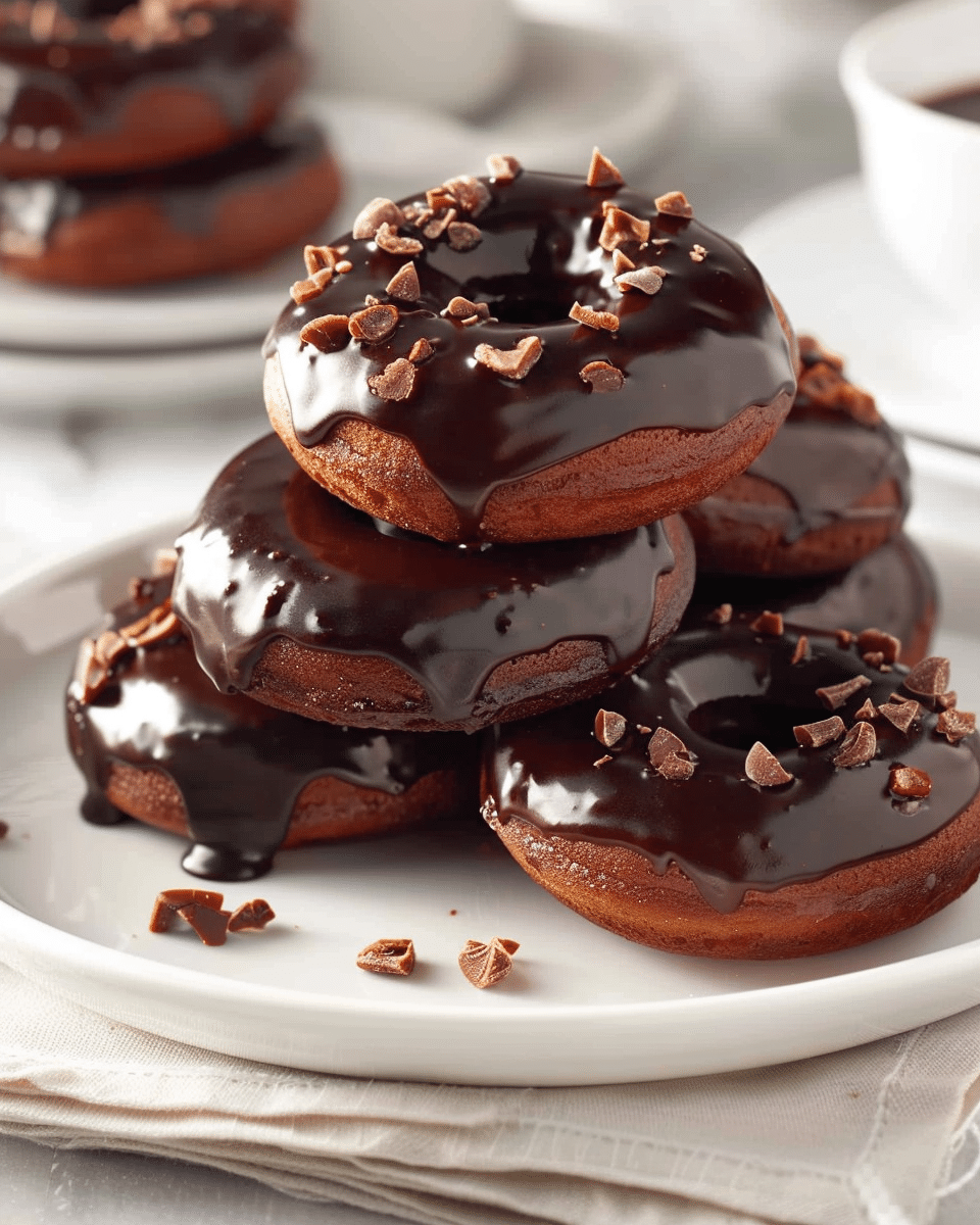 Baked Chocolate Glazed Cake Donuts Recipe