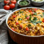Beef Queso Taco Rice Casserole