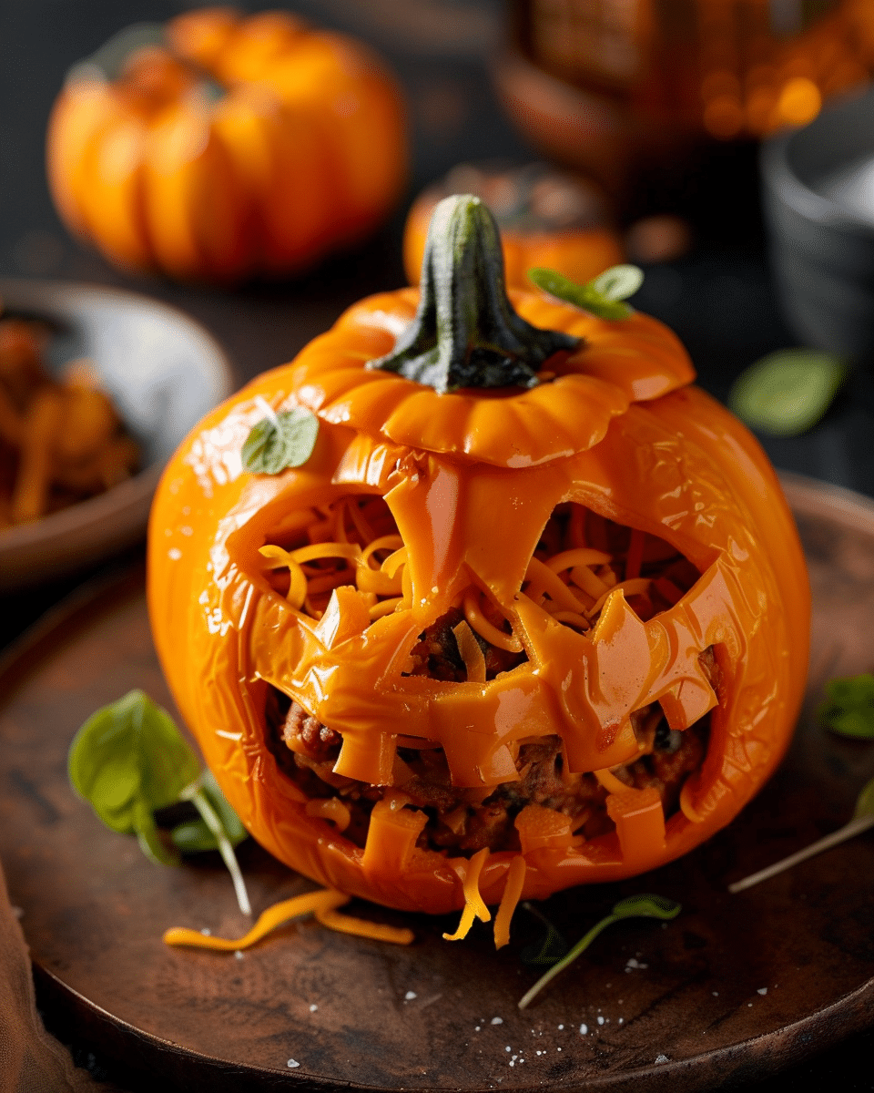 Stuffed Jack-O'-Lantern Bell Peppers
