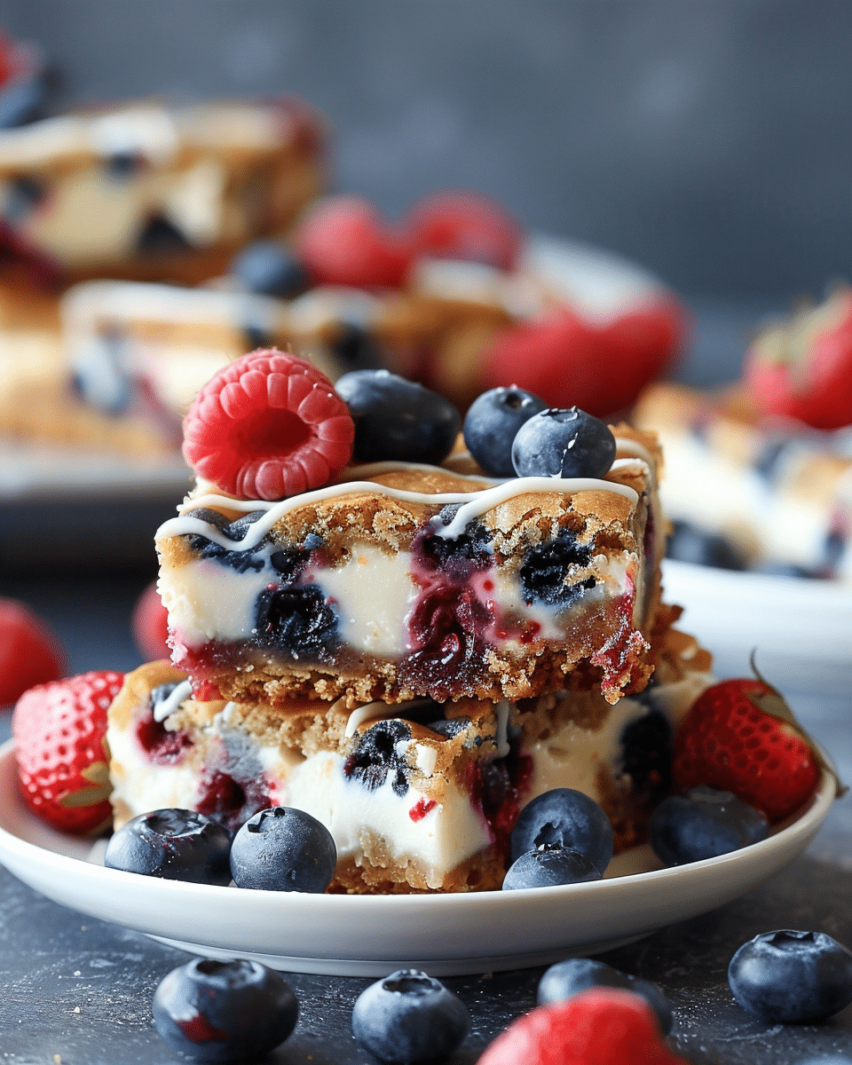Patriotic Red, White, and Blue Blondies Recipe