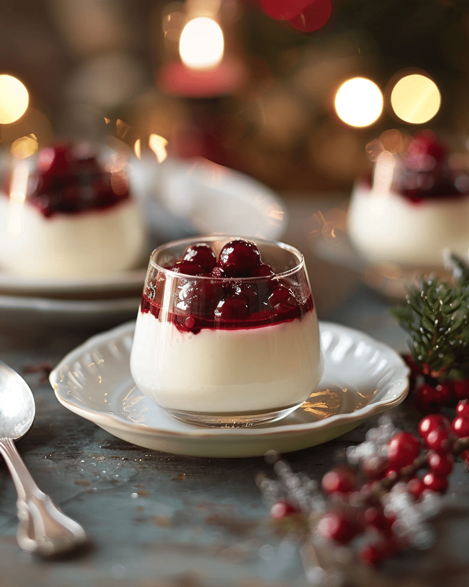 Creamy Eggnog Panna Cottas with Mulled Berry Compote Recipe