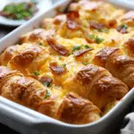 Overnight Cheesy Smoked Turkey Croissant Breakfast Casserole