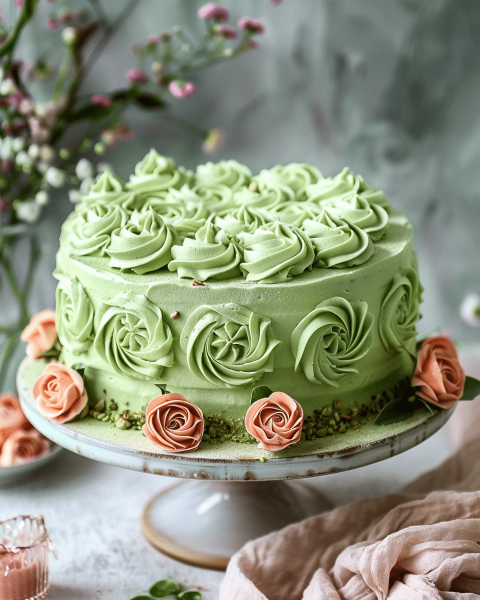 Pistachio Rose Love Cake – A Beautiful and Elegant Floral Dessert