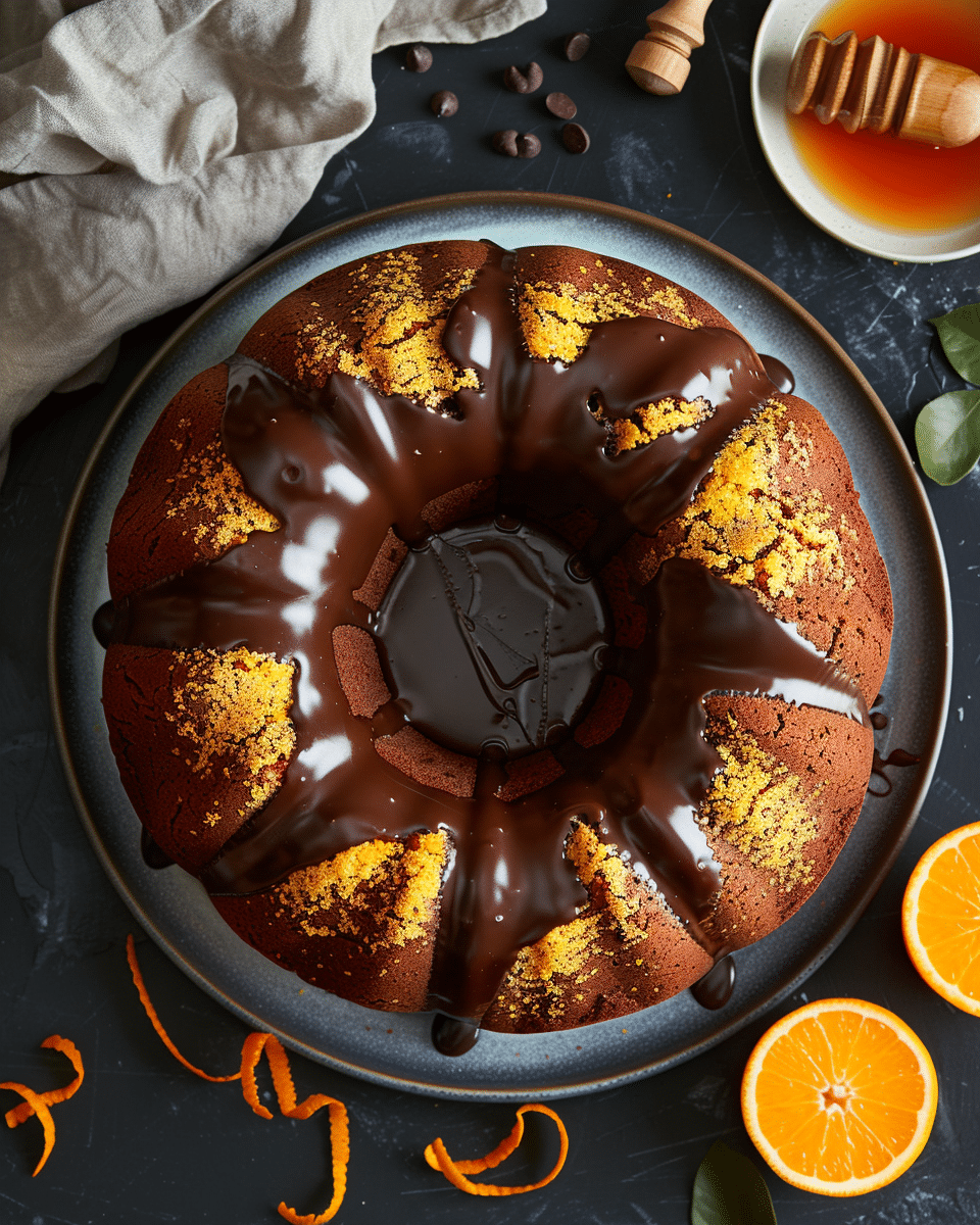 Orange Bundt Cake with Chocolate Glaze